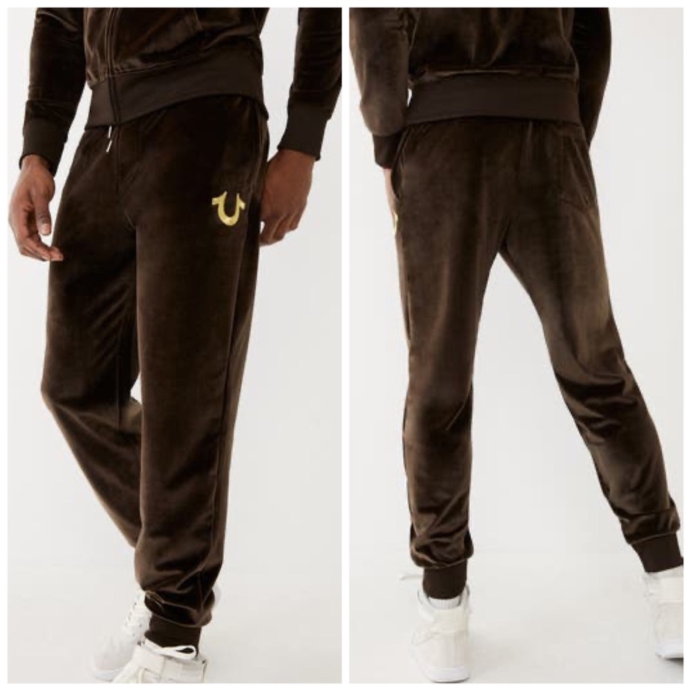 True Religion Velour Logo Branded Joggers Size 3XL